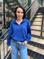 Colette Light Navy Scuba Half Zip Sweater