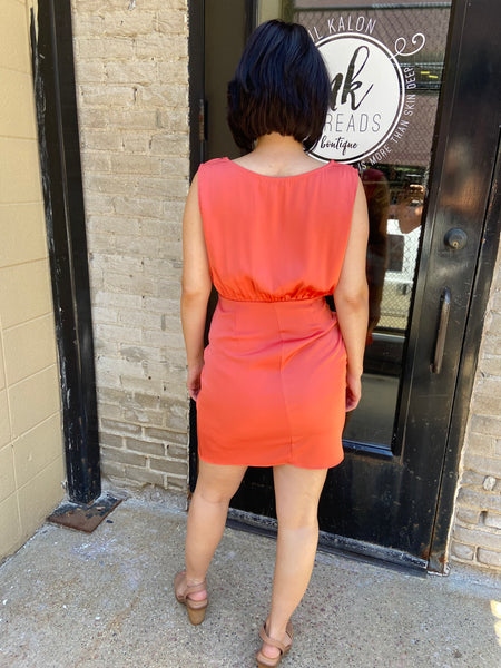 Laurel Dusty Orange Satin Wrap Dress