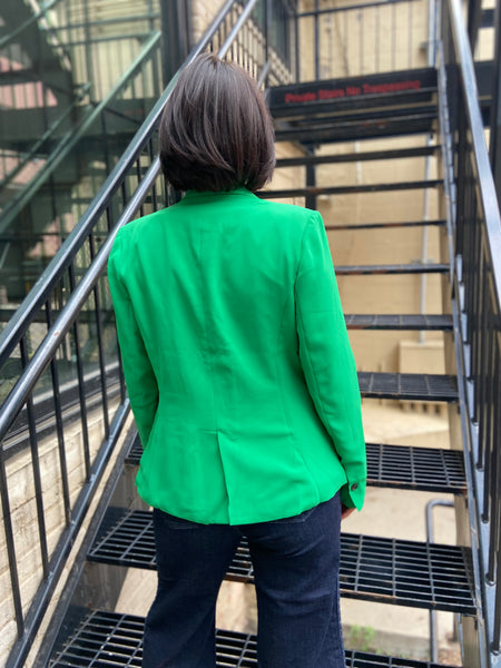 Saffron Green Front Button Blazer