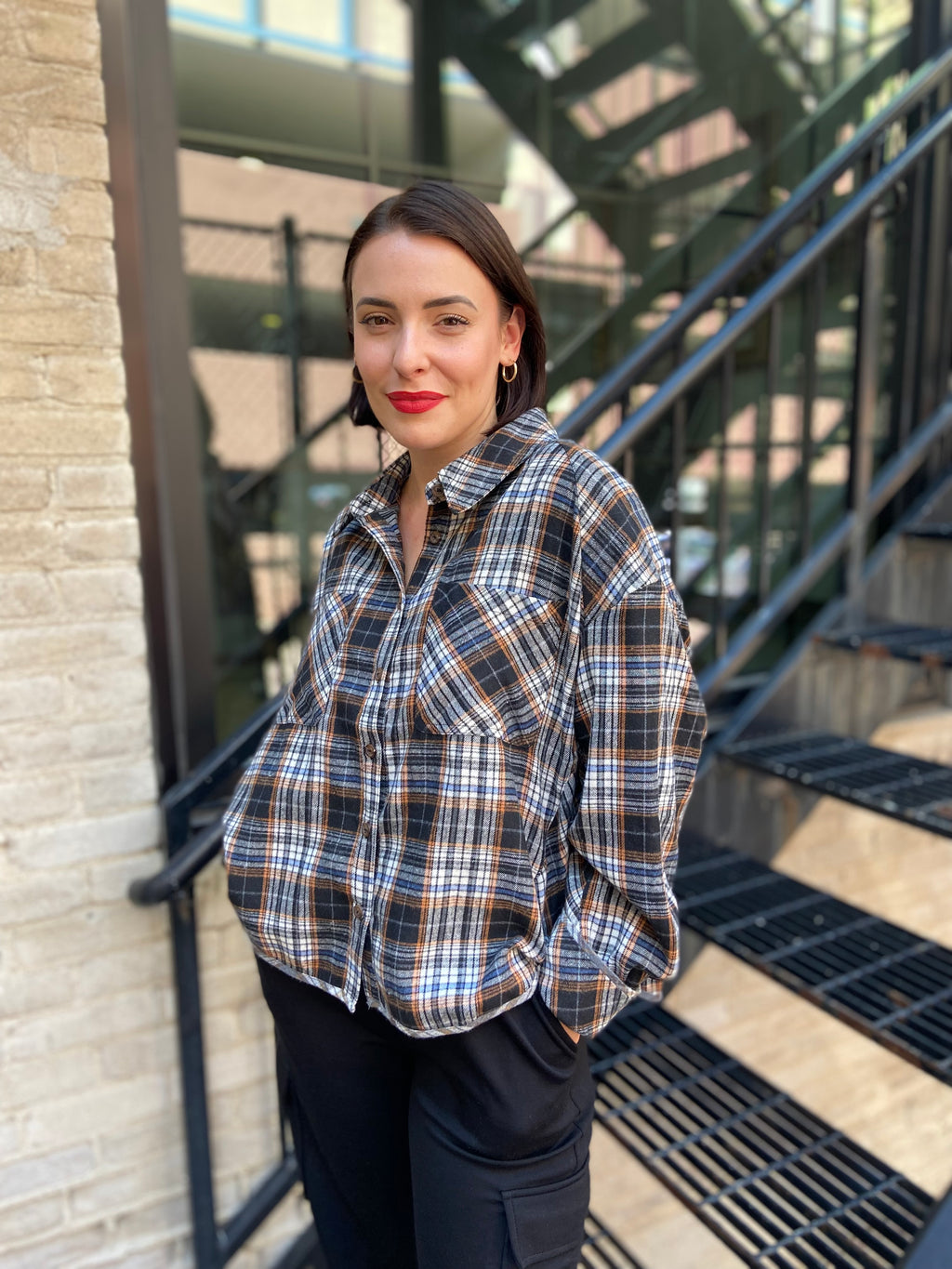 Jen Black Plaid Oversized Flannel