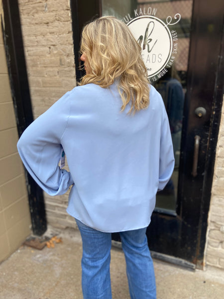 Greta Light Blue Plus Size Blouse