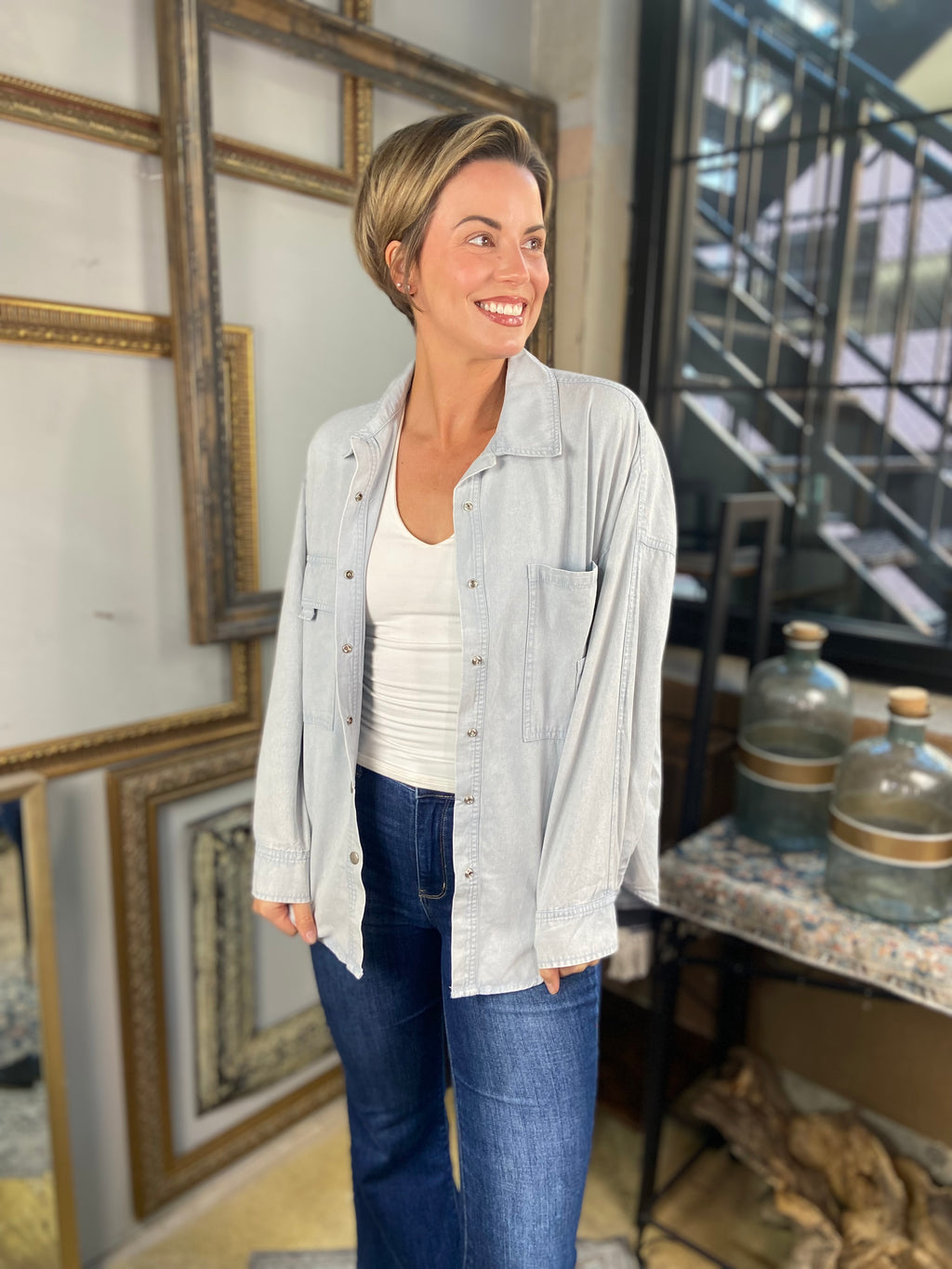 Lila Pale Blue Oversized Jean Jacket