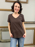Thea Brown Short Sleeve Full Length Top - MK Threads Boutique