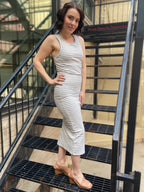 Allie Heather Gray Striped Maxi Dress - MK Threads Boutique