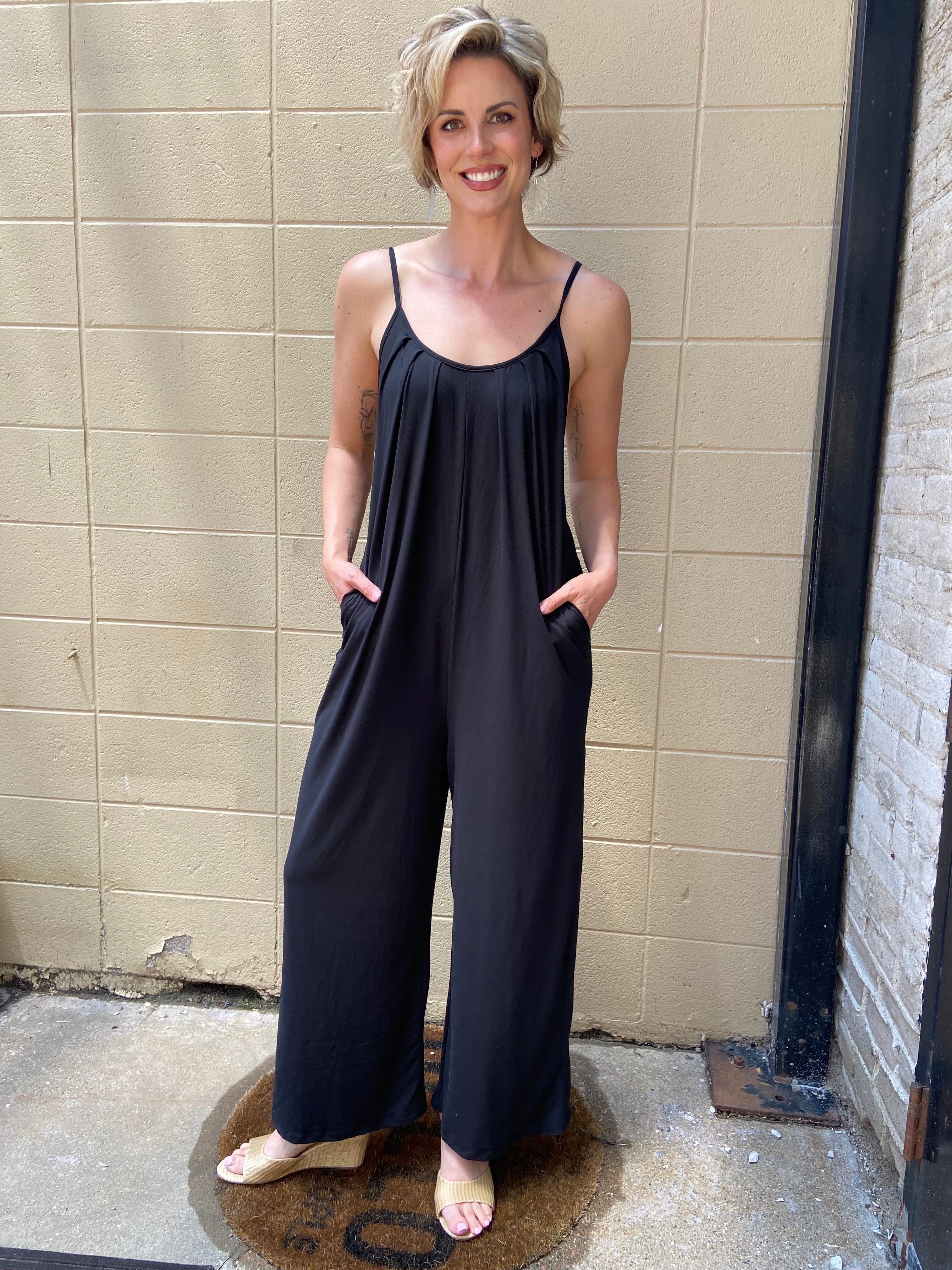 George Black Jumpsuit With Pockets - MK Threads Boutique