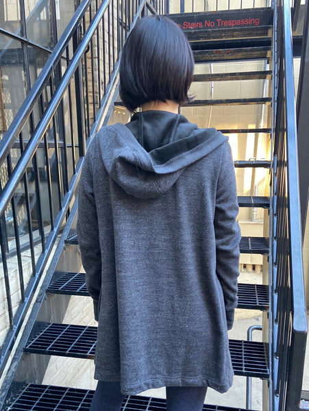 Palmer Heather Charcoal Hooded Cardigan