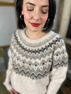 Cassie Khaki Pattern Knit Sweater