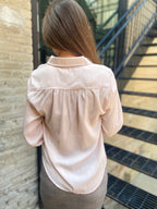Kate Blush Pleated Long Sleeve Button Up