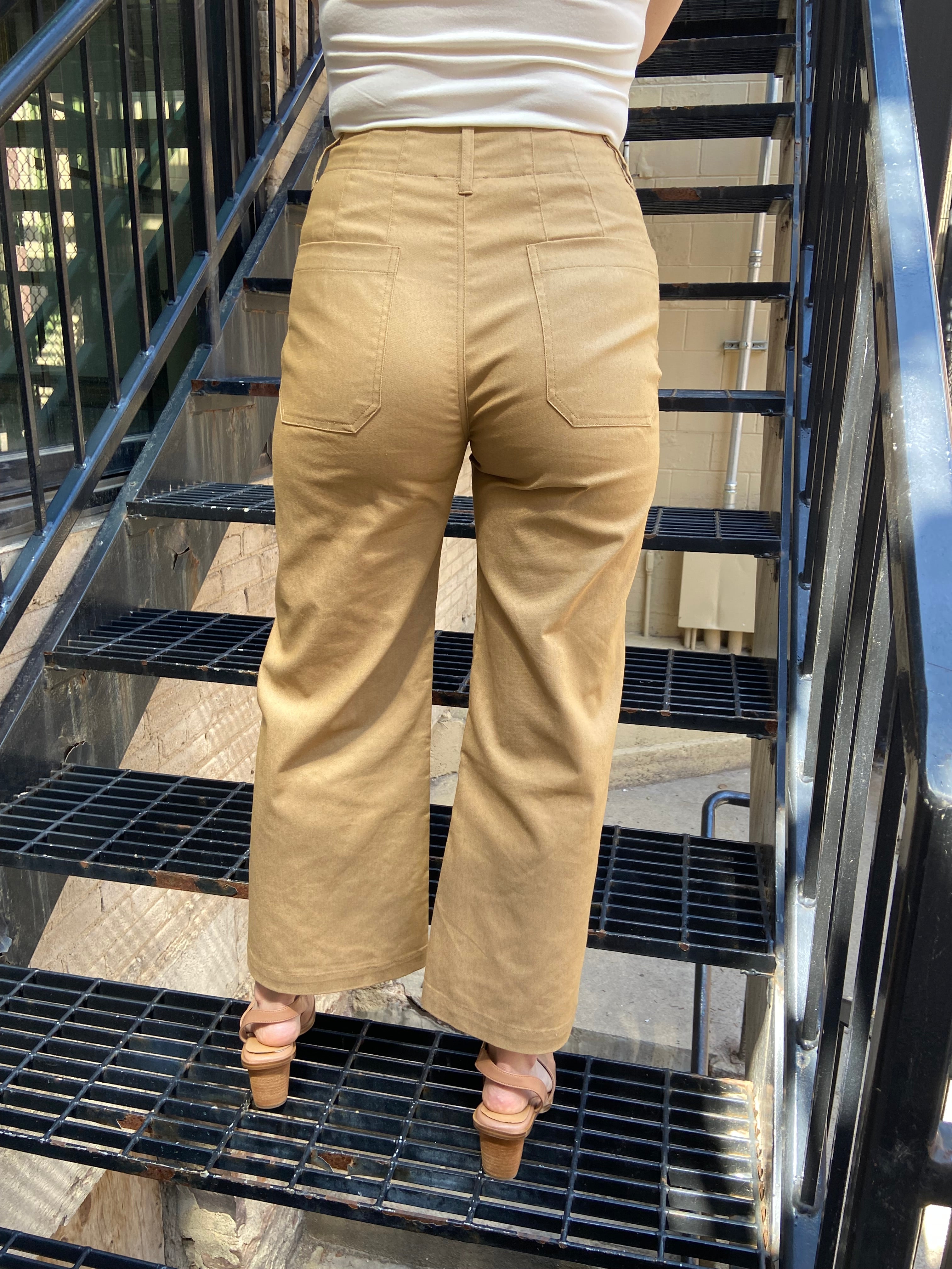 Petra Khaki Wide Leg Cropped Pants - MK Threads Boutique