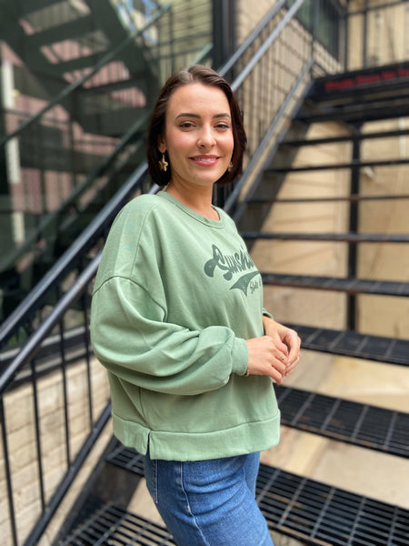 Sunshine State Of Mind Sage Cropped Sweater