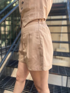 Olivia Taupe High Wasted Shorts - MK Threads Boutique