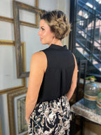 Stacy Black Sleeveless Collard V- Neck Top