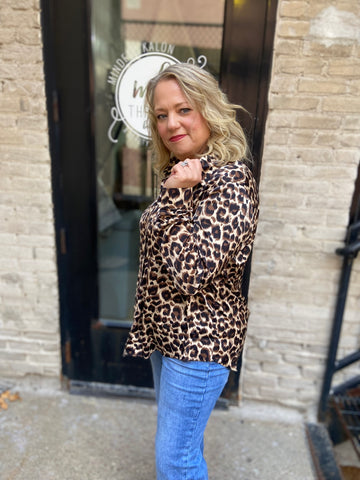 Roberta Plus Size Brown Leopard Top