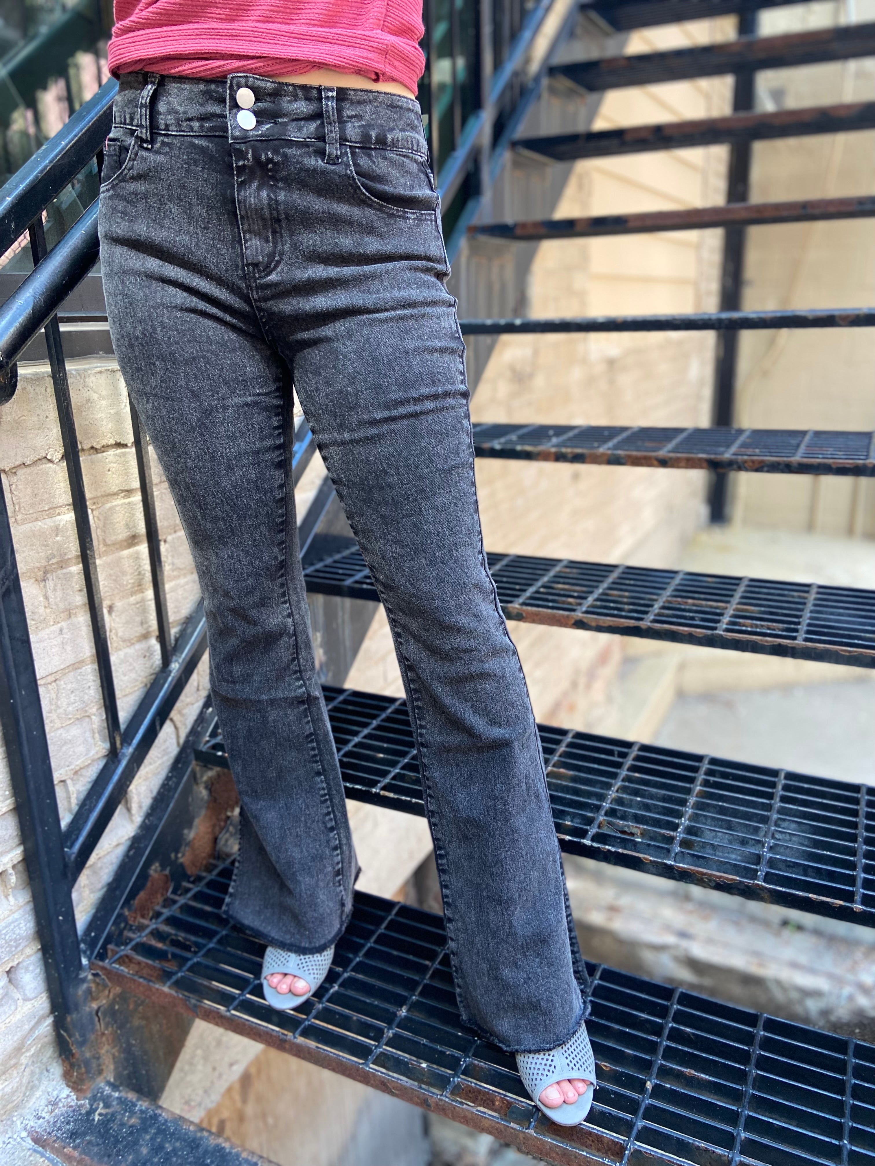 Seren Side Slit Black Jeans