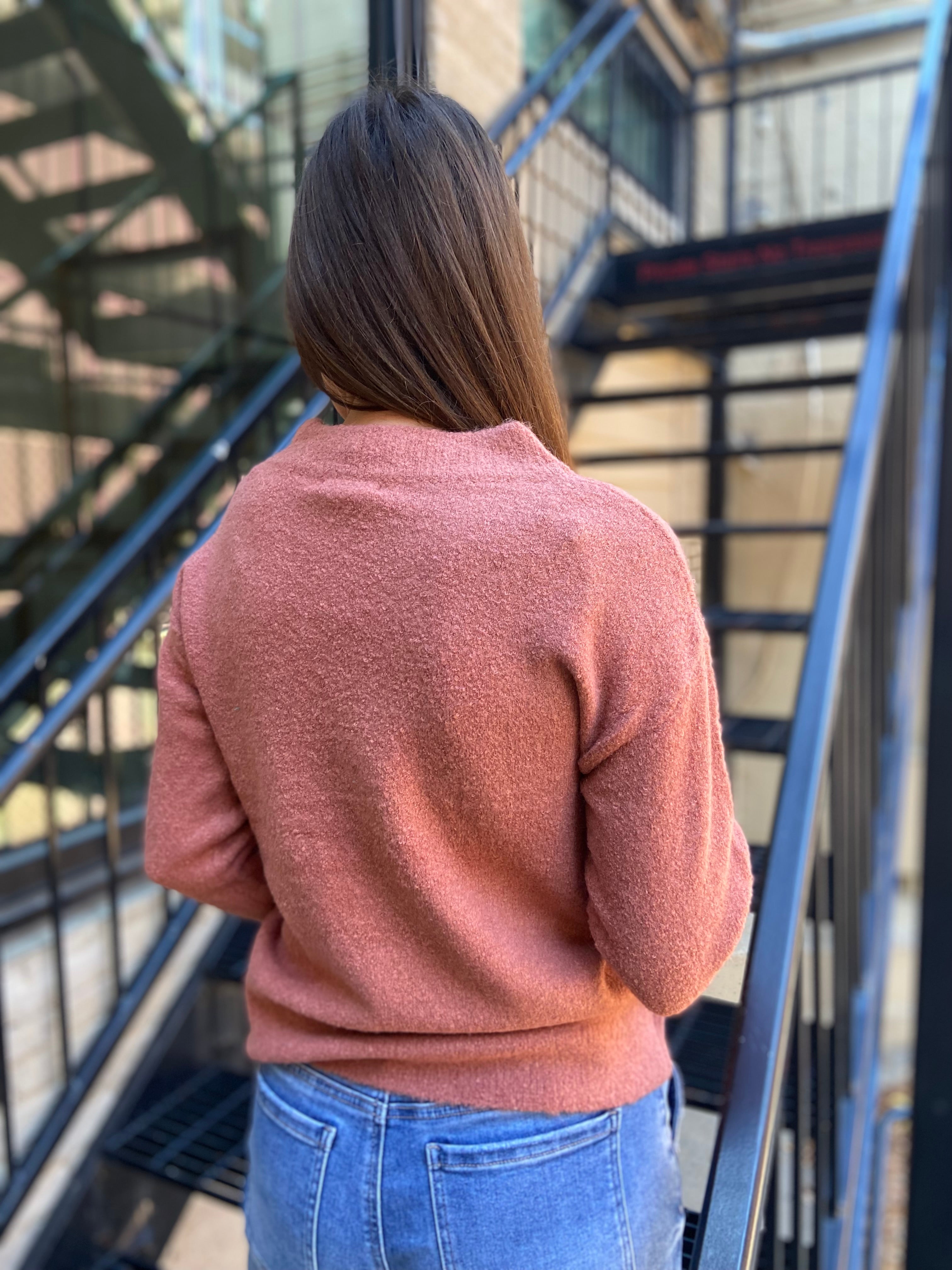 Lizzie Marsala Crewneck Long Sleeve Sweater Top
