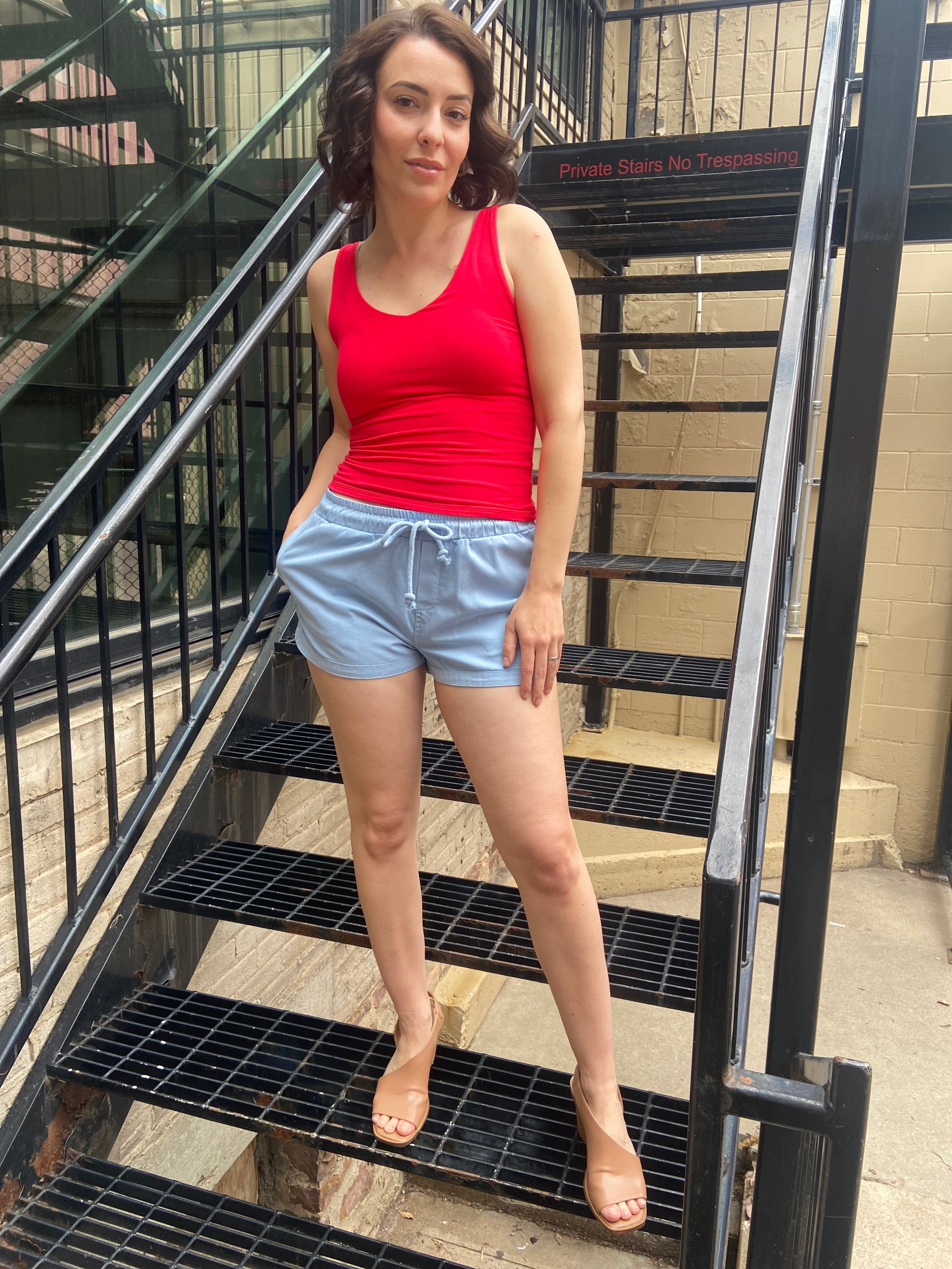 Eliane Blue Drawstring Shorts