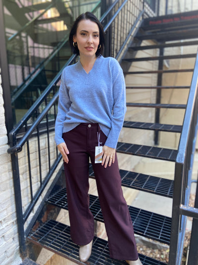 Anna Dark Berry High Rise Wide Leg Jeans