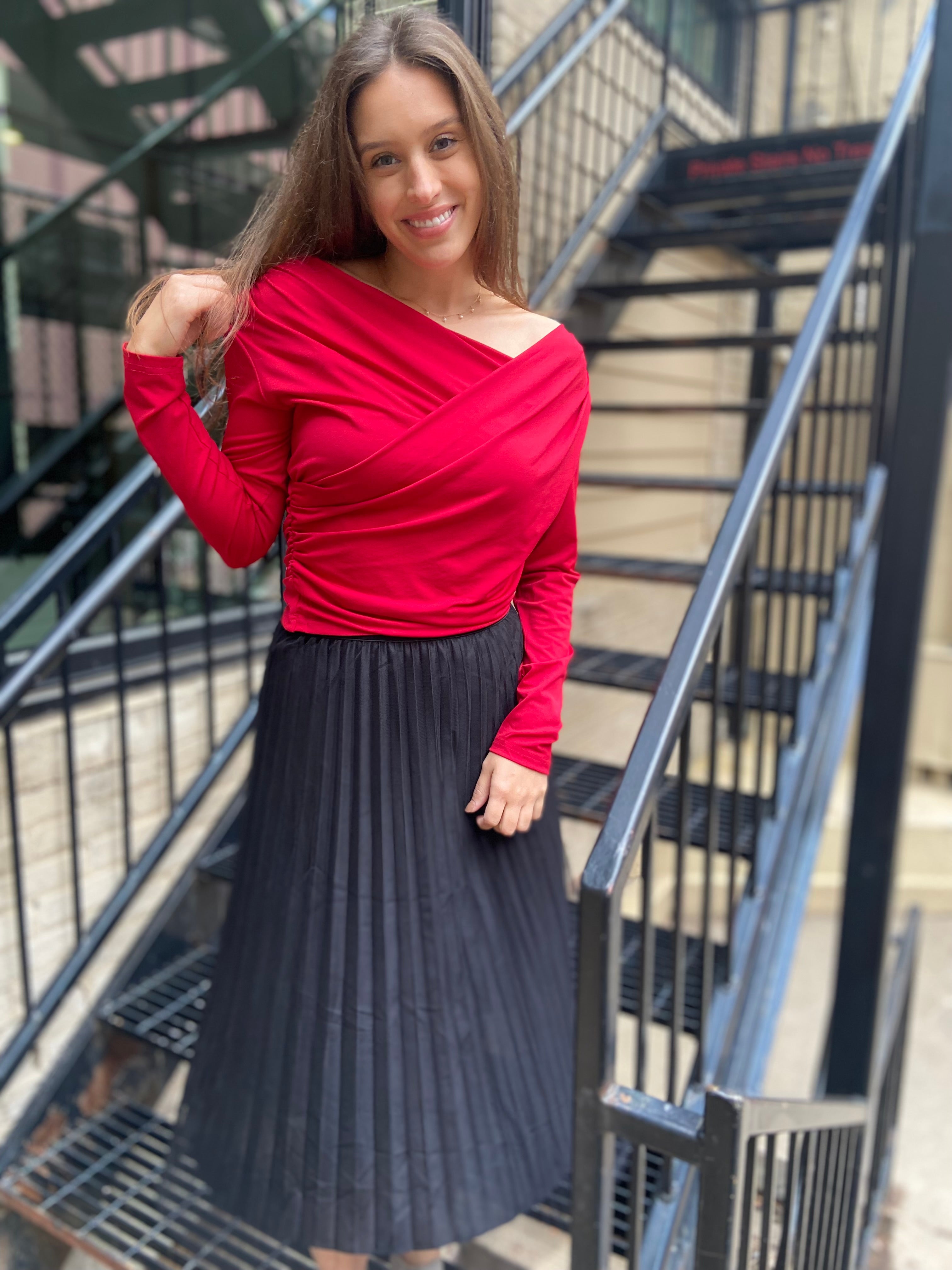 Tilla Black Tulle Layered Midi Skirt