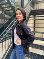 Georgie Black Textured Shacket