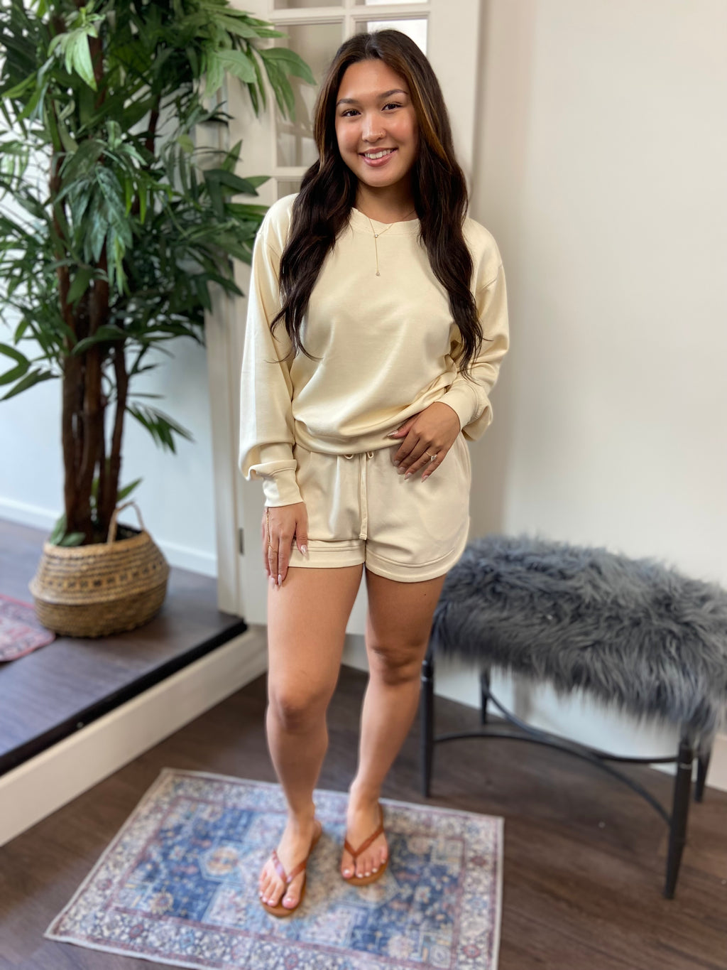 Drew Cream Crewneck Sweater - MK Threads Boutique