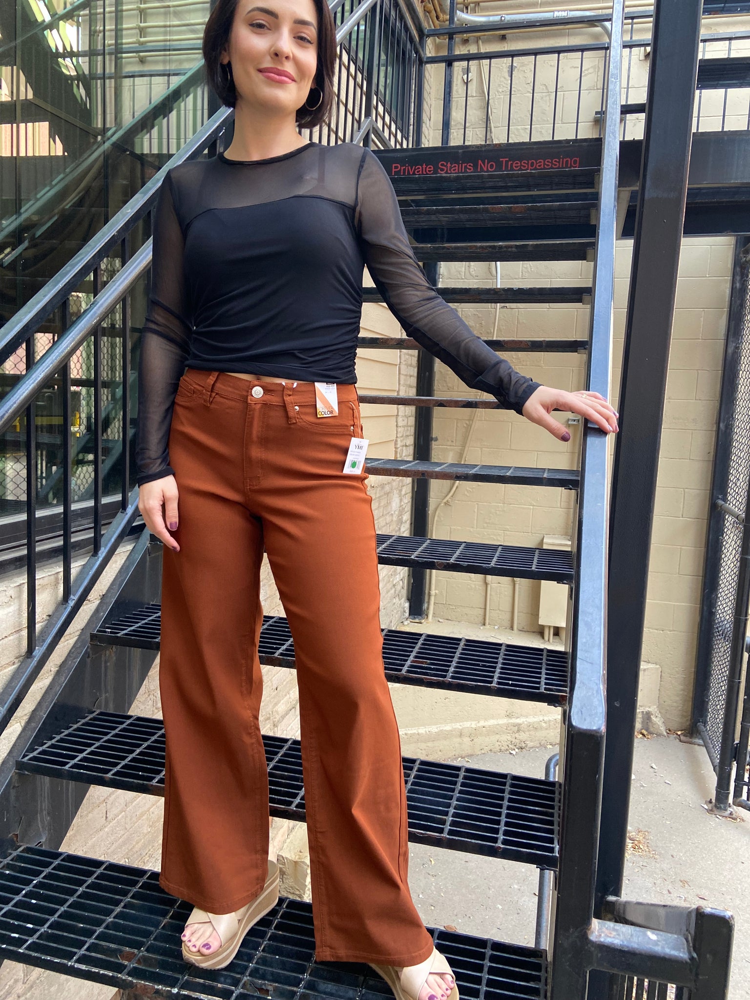 Anna Copper High Rise Wide Leg Jeans