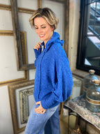 Taylor Light Navy Hacci Balloon Sleeve Hoodie