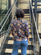 Fay Navy Floral Tie Blouse