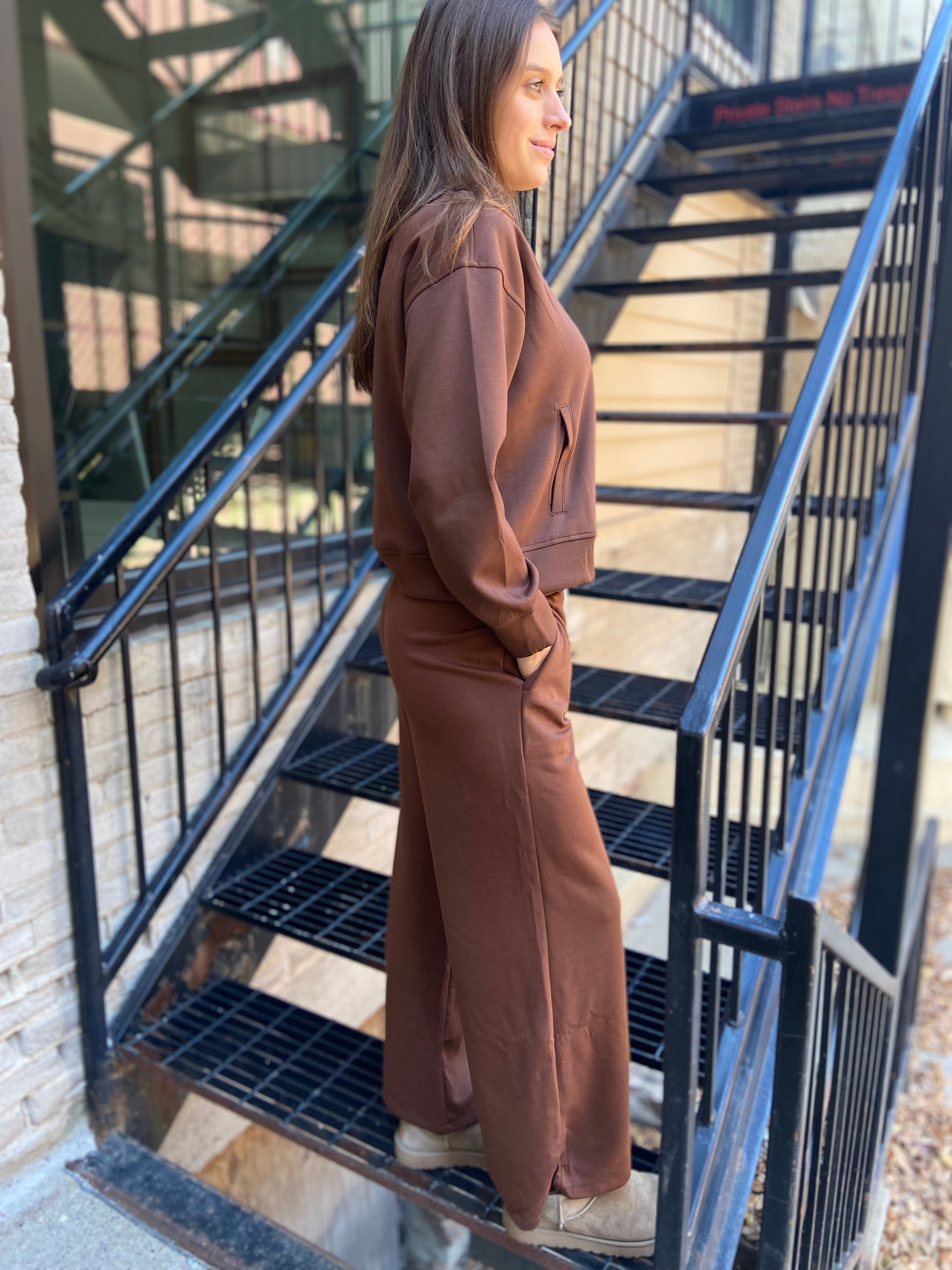 Romi Brown Scuba Drawstring Sweatpants