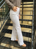 Bali White Straight Leg Ripped Risen Jeans - MK Threads Boutique
