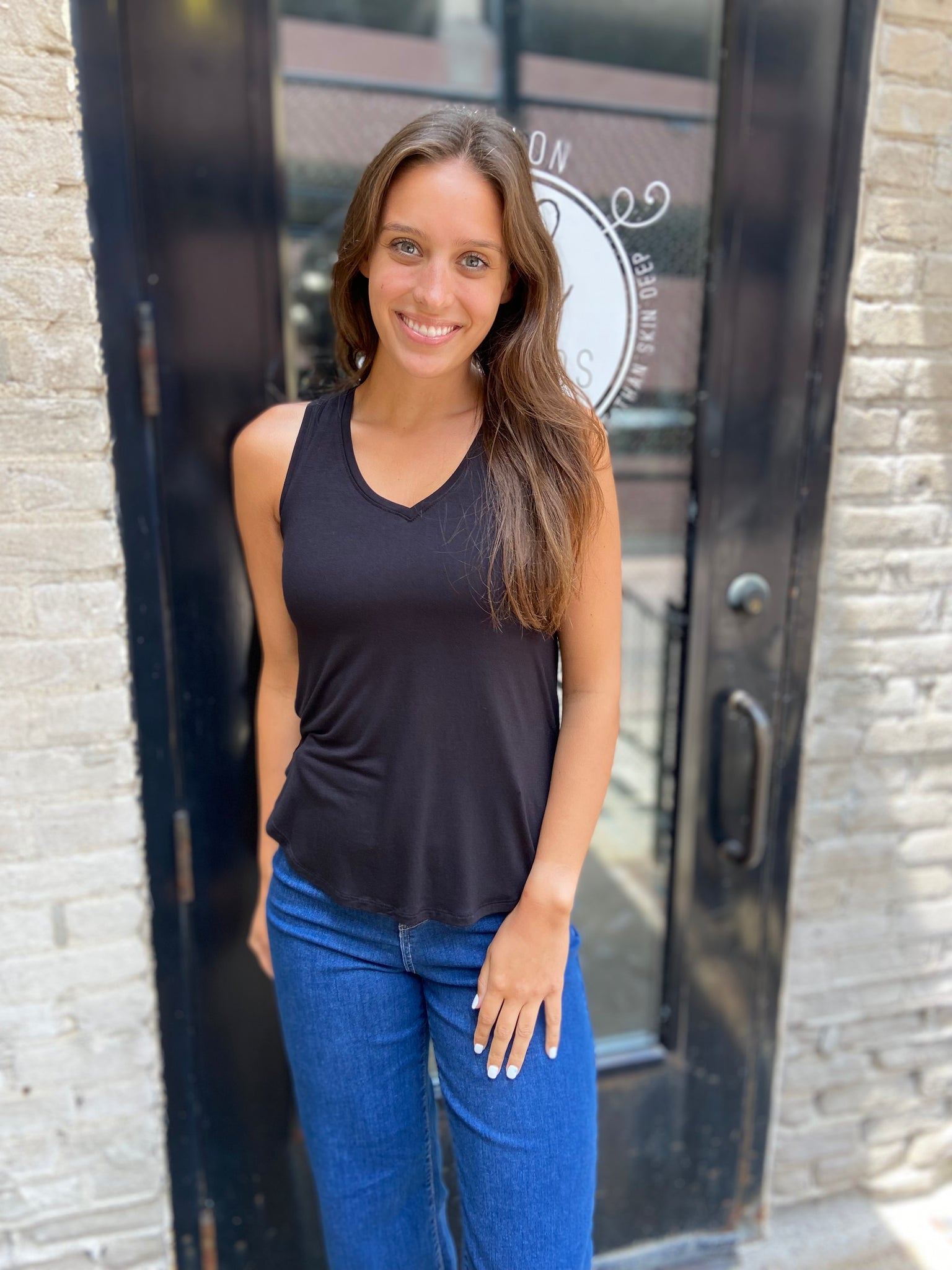 Nico Black Relaxed Oversized Tank Top