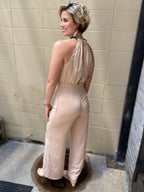 June Beige Halter Neck Jumpsuit - MK Threads Boutique
