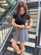 Shia Gray & Black Plaid Mini Skort