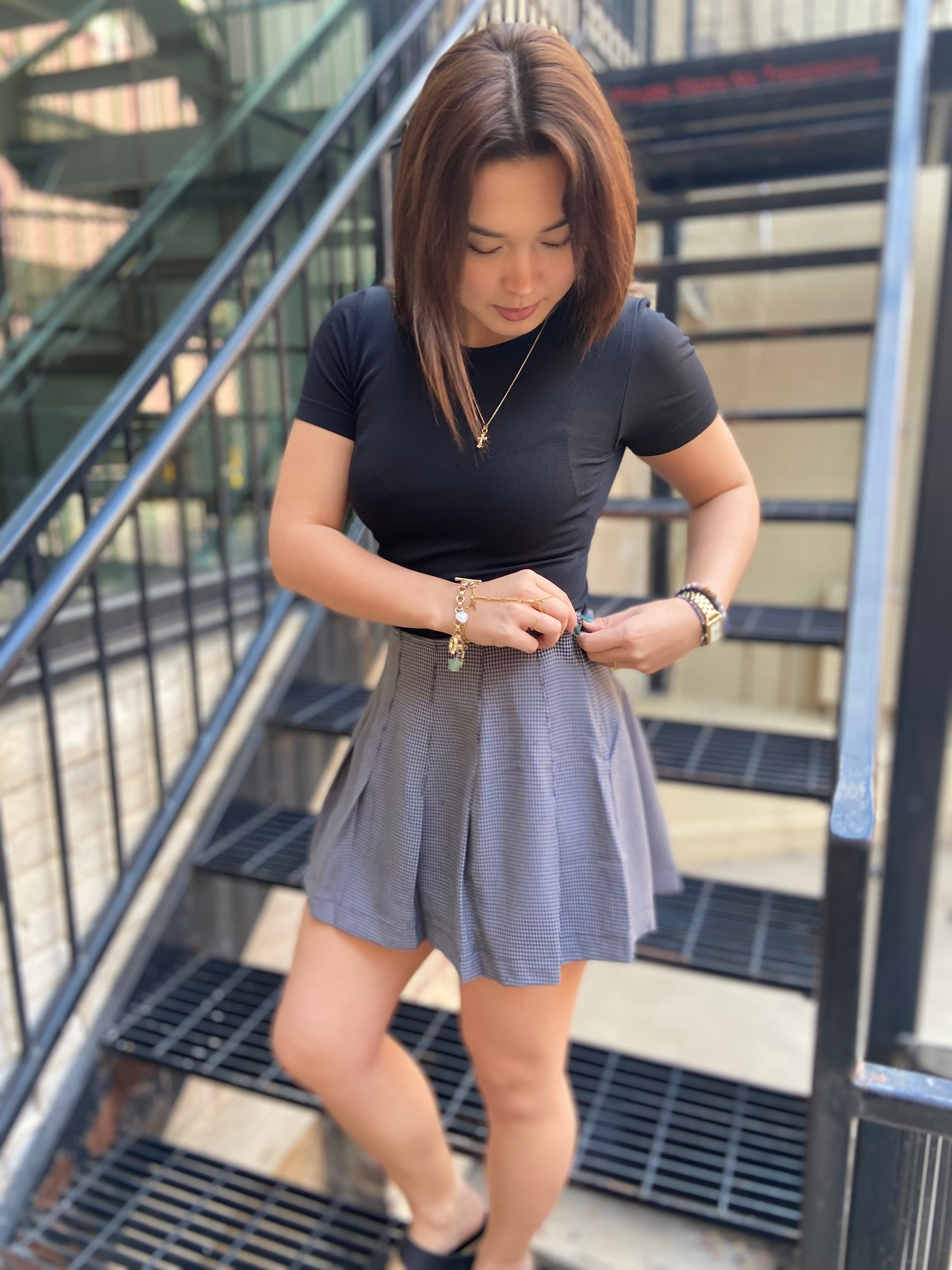 Shia Gray & Black Plaid Mini Skort