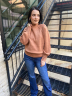 Amelie Deep Camel Mock Neck Sweater