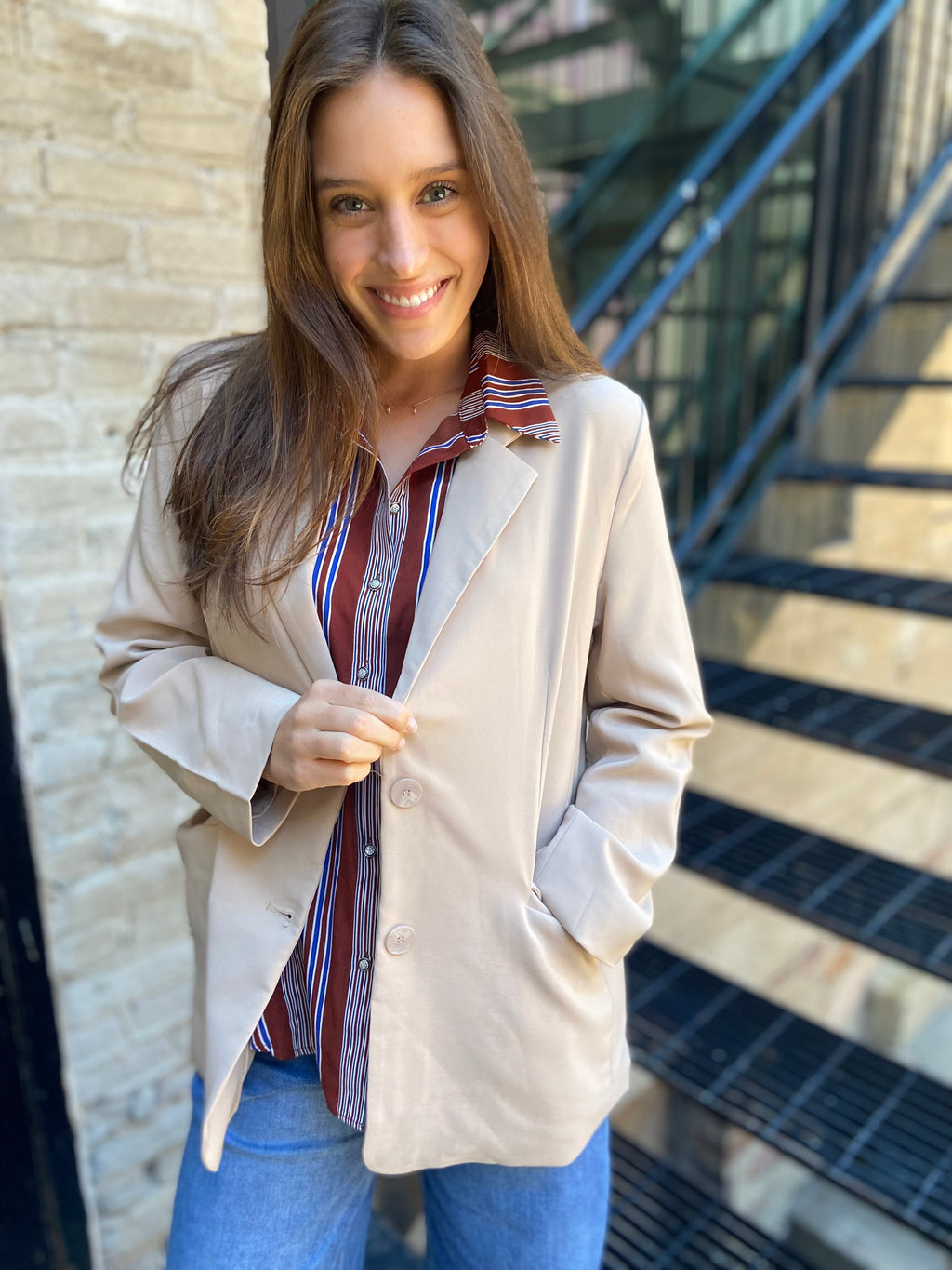 Abi Taupe Oversized Blazer