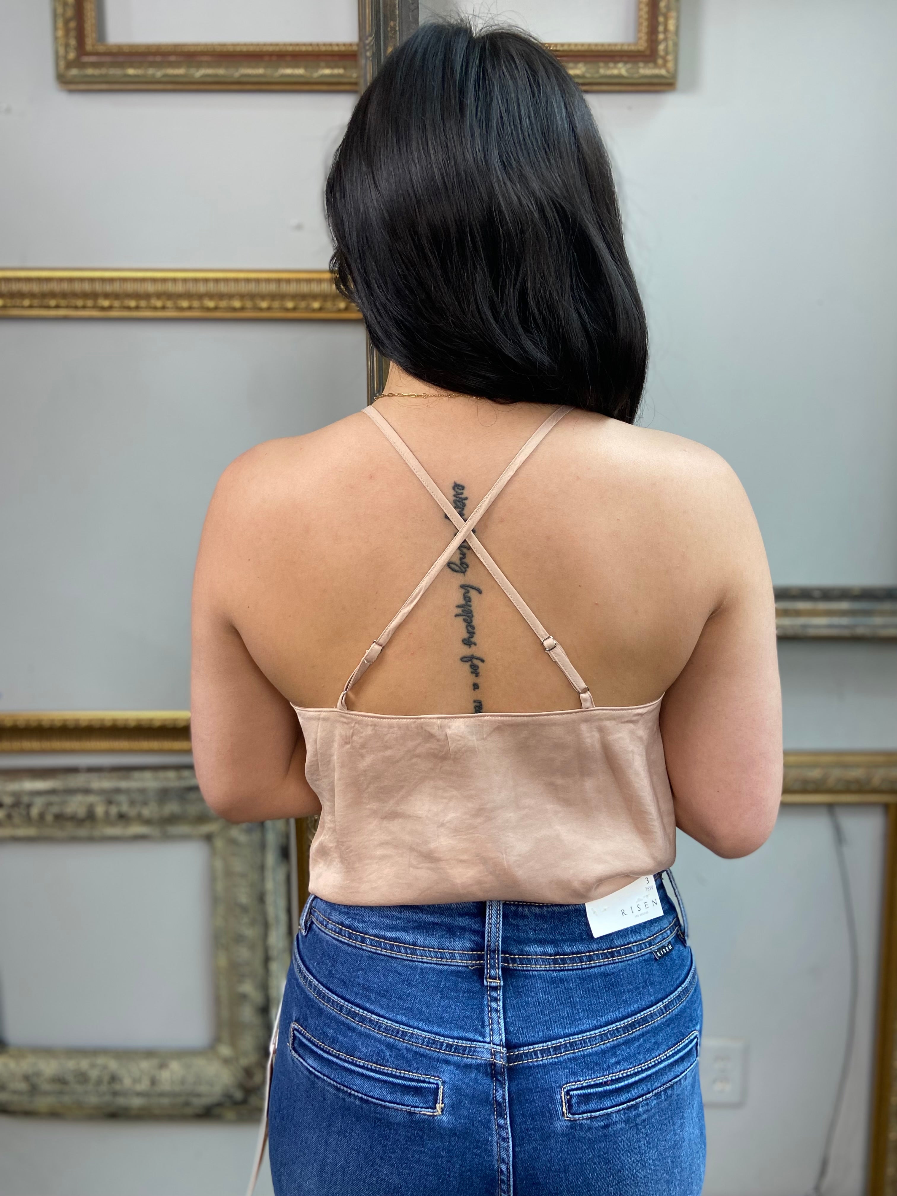 Katie Champagne Side Tie Top - MK Threads Boutique