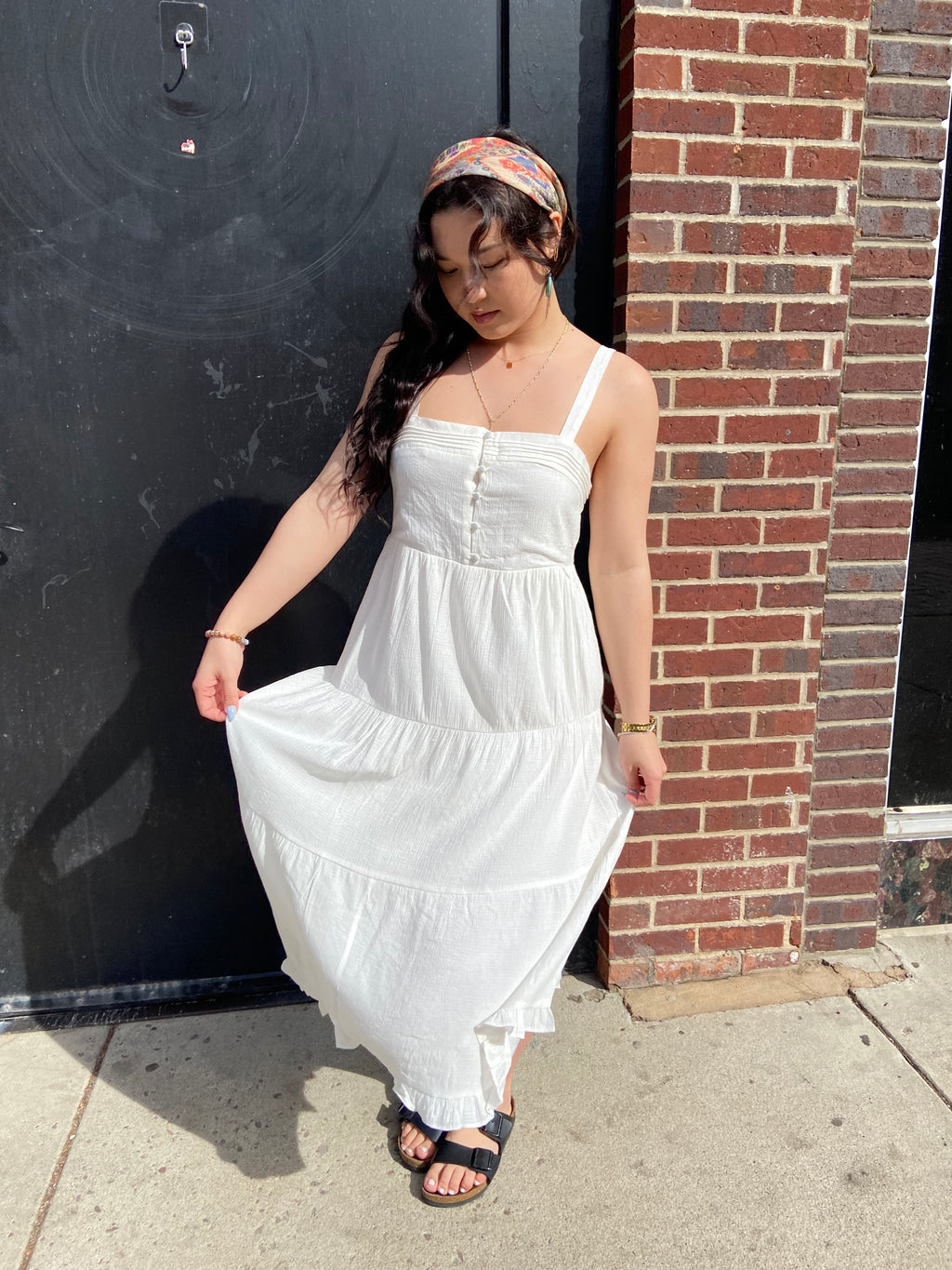 Brooke Off White Square Neck Midi Dress - MK Threads Boutique