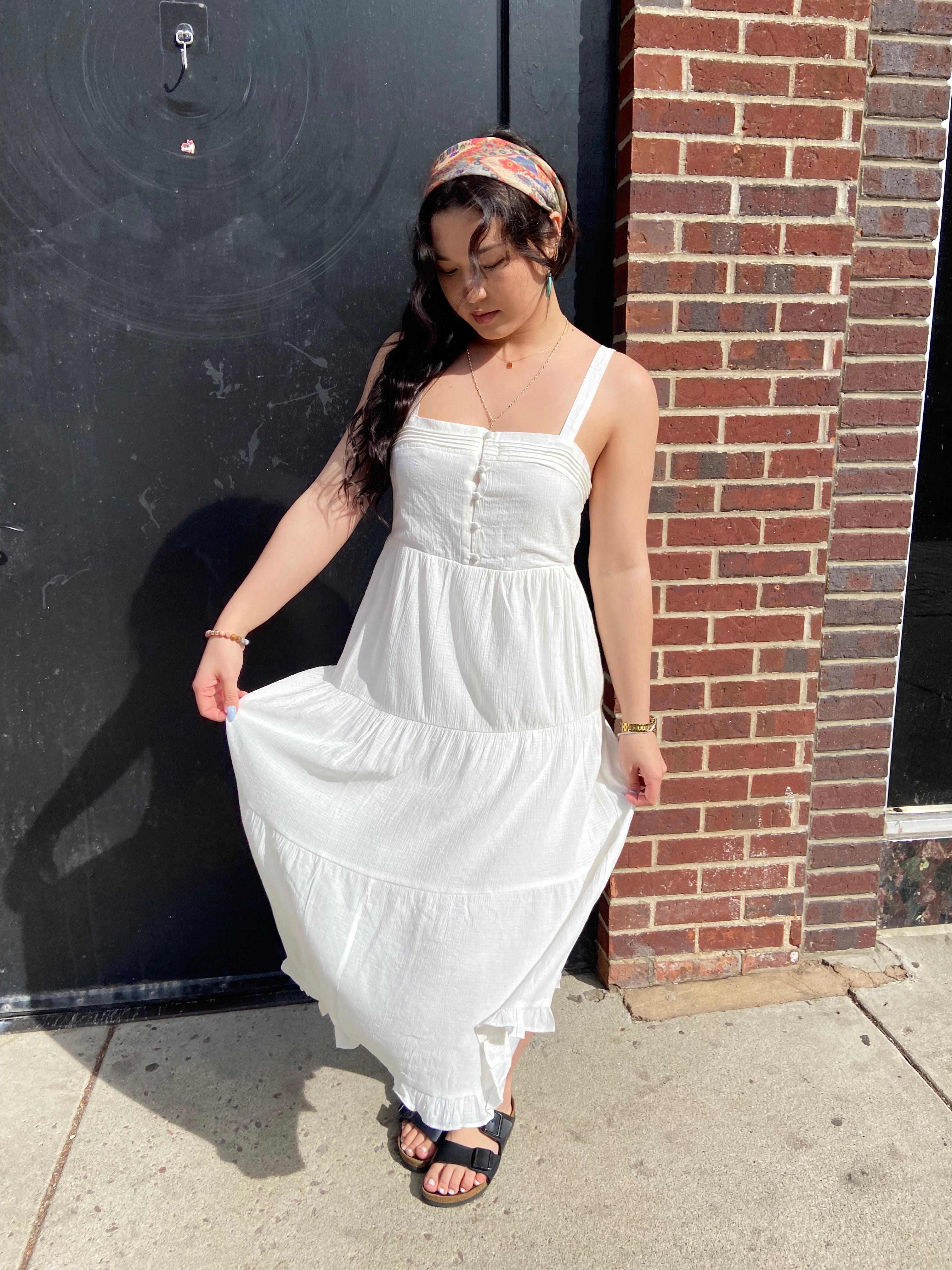 Brooke Off White Square Neck Midi Dress - MK Threads Boutique