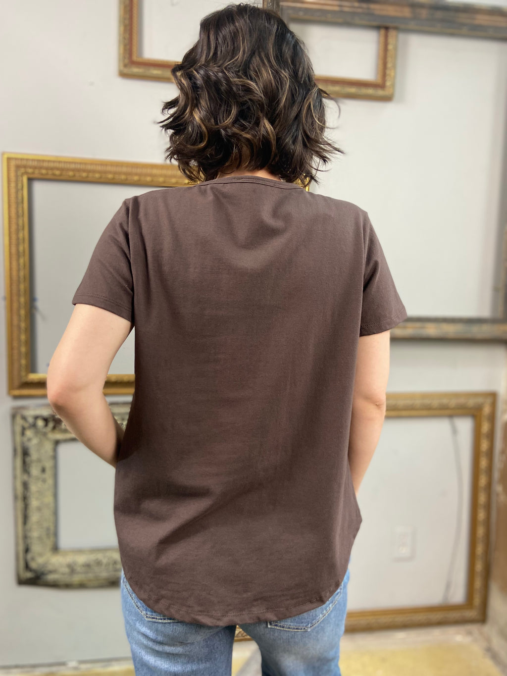 Thea Brown Short Sleeve Full Length Top - MK Threads Boutique