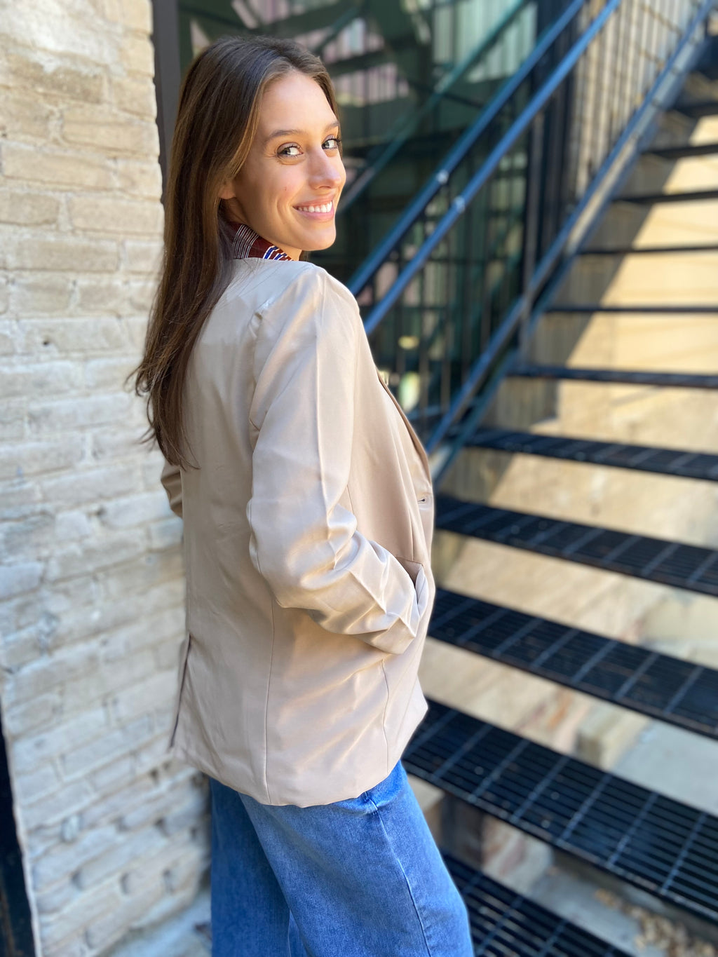 Abi Taupe Oversized Blazer