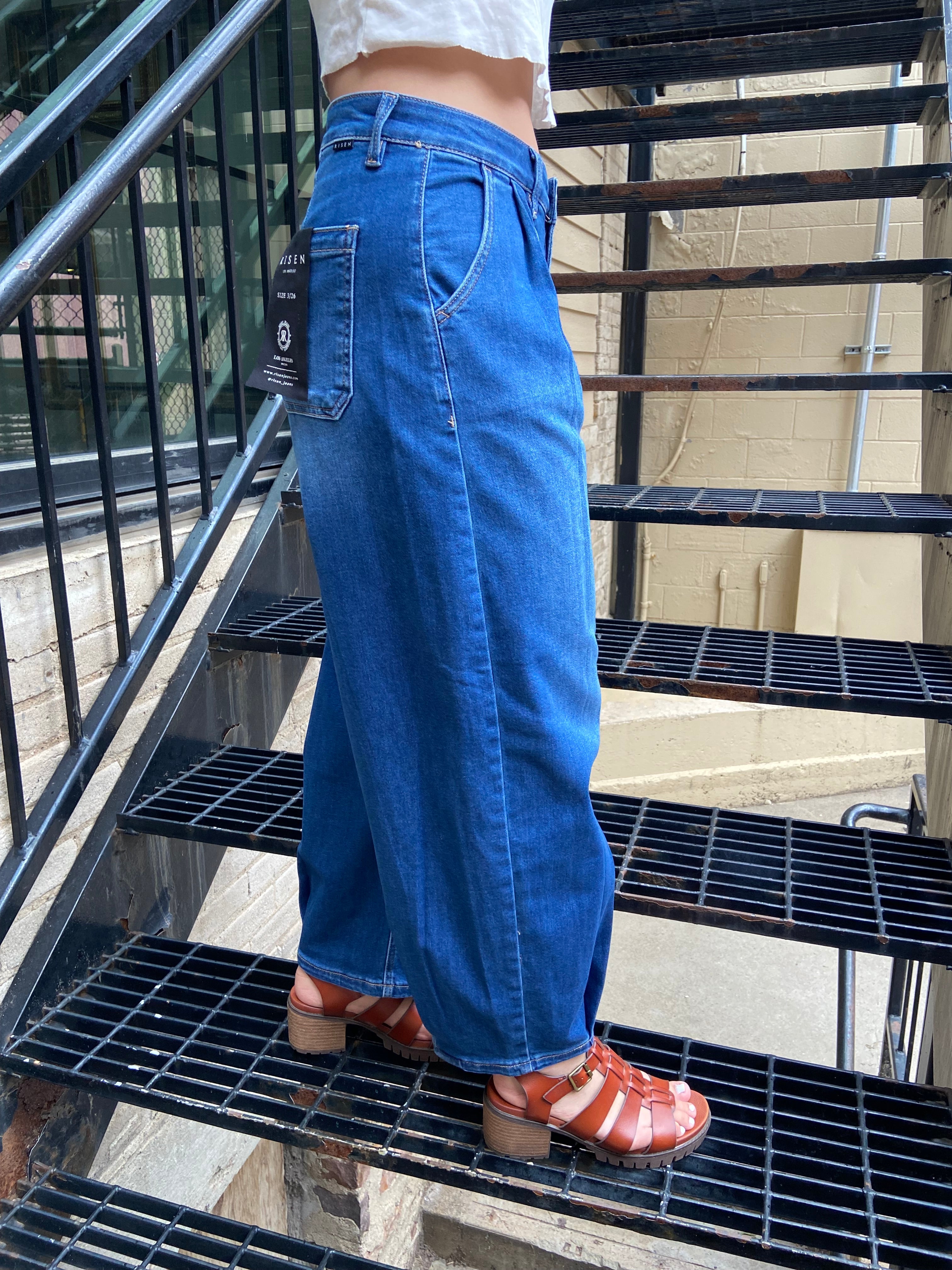 Ora Dark Wash Baggy Barrel   Relaxed Risen Jeans - MK Threads Boutique