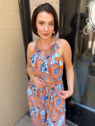 Ollie Mosaic Print Wide Leg Jumpsuit