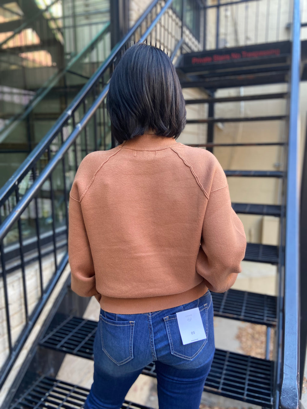 Amelie Deep Camel Mock Neck Sweater