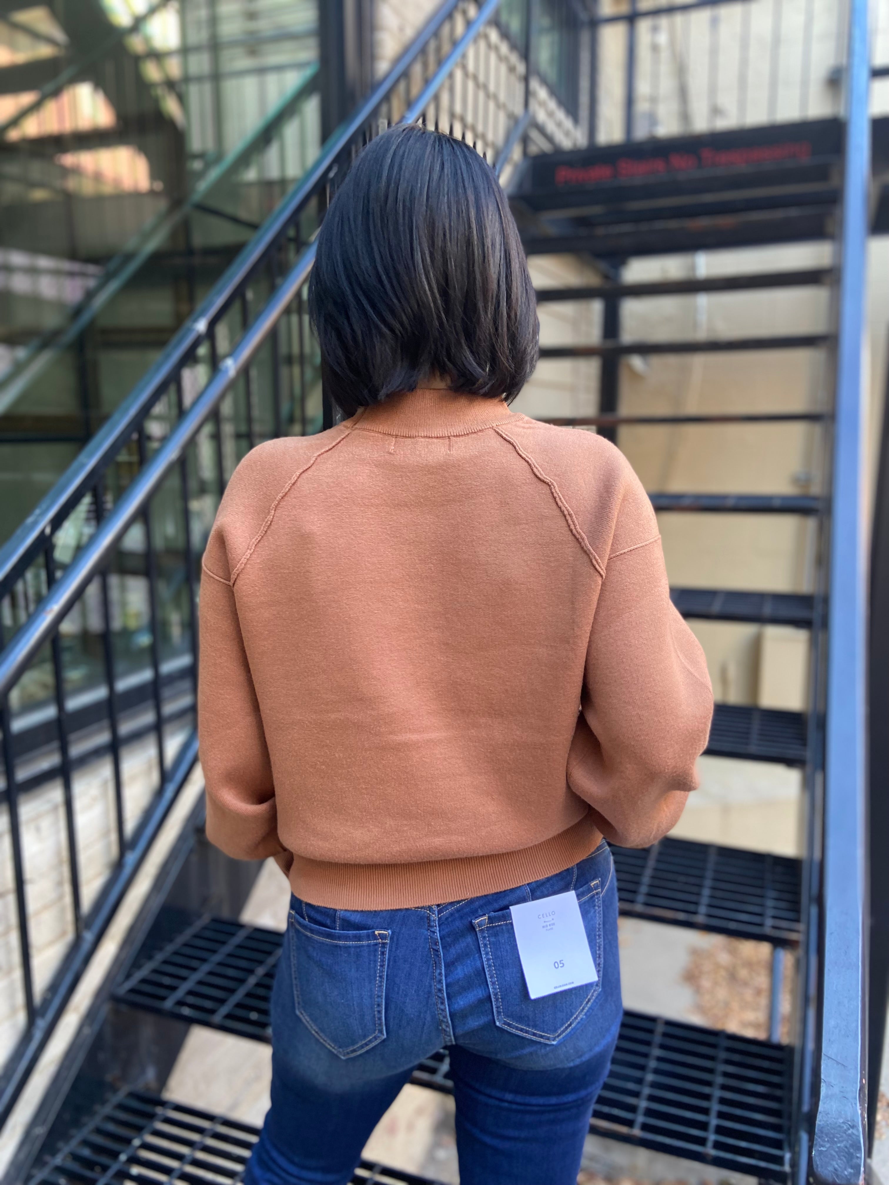 Amelie Deep Camel Mock Neck Sweater