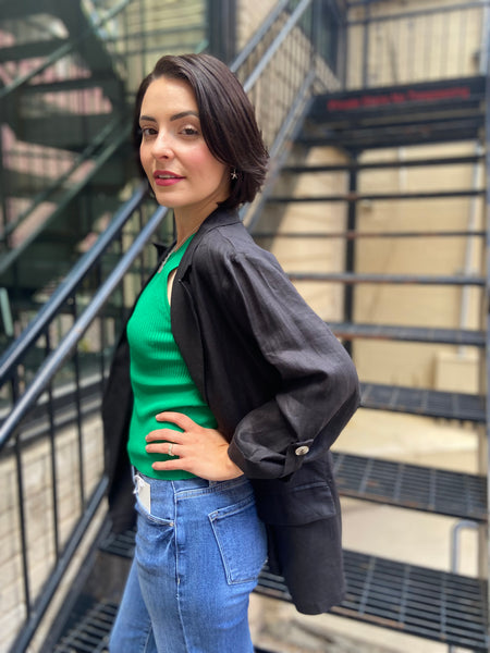 Una Black Linen Blazer