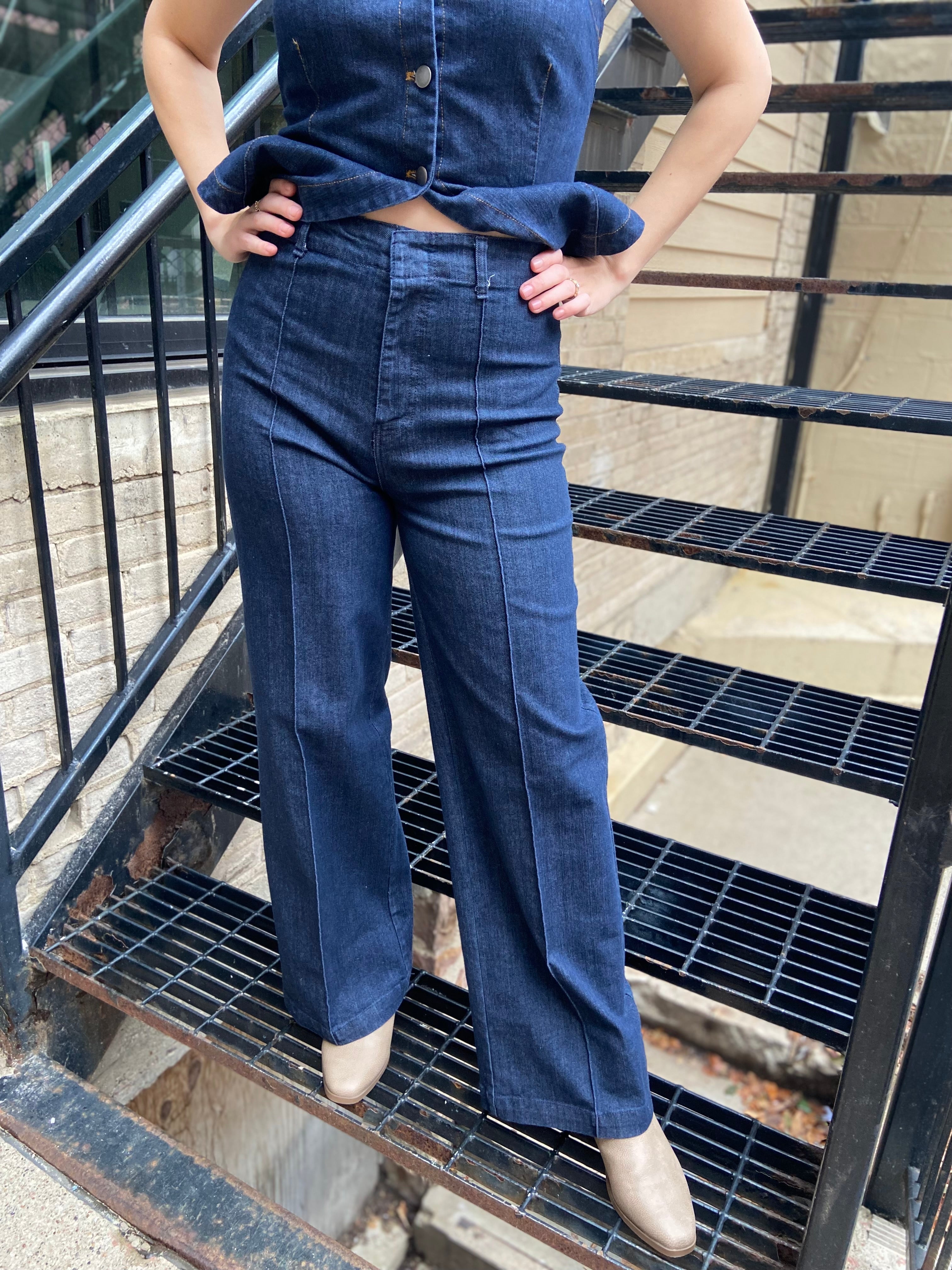 Bruce High Waisted Wide Leg Denim Jeans