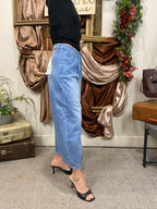 Carrie Medium Wash Cropped Barrel Risen Jeans