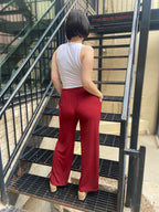 Step into style and comfort with the Jodie Red Ribbed Drawstring Pants. These pants are effortlessly chic and perfect for any occasion. With an elastic waist for a custom fit and a flattering wide-leg silhouette, you’ll feel fabulous every time you wear them. Plus, the convenient pockets ensure your essentials are always within reach.

- Elastic waist for ultimate comfort
- Flattering wide-leg design
- Handy pockets for your essentials
- Soft ribbed fabric for a luxurious feel
- Care: Hand wash cold and lin