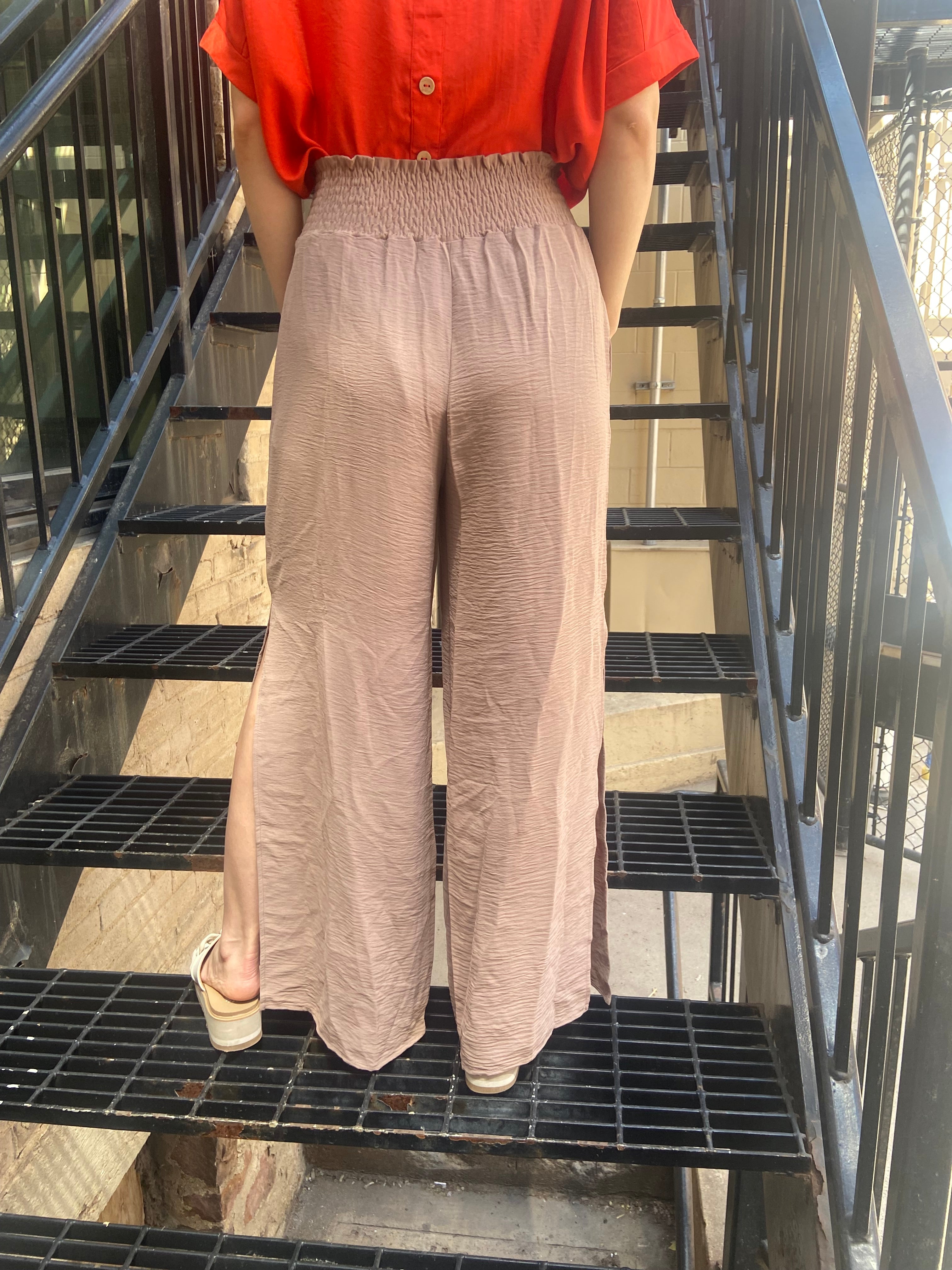 Koa Coco Smocked Slit Pants - MK Threads Boutique
