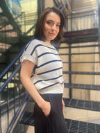 Calla Black & White Sleeveless Sweater Vest - MK Threads Boutique